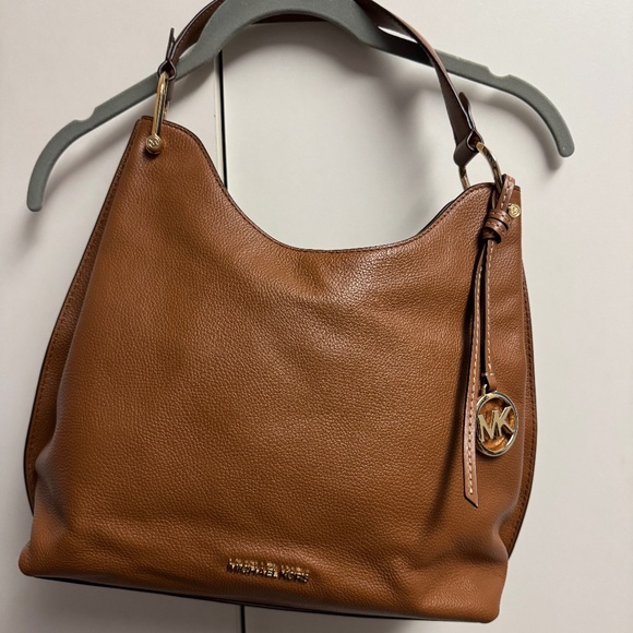 Michael Kors Joan Pebbled Leather Shoulder Bag - Brown leather - Picture 1 of 4